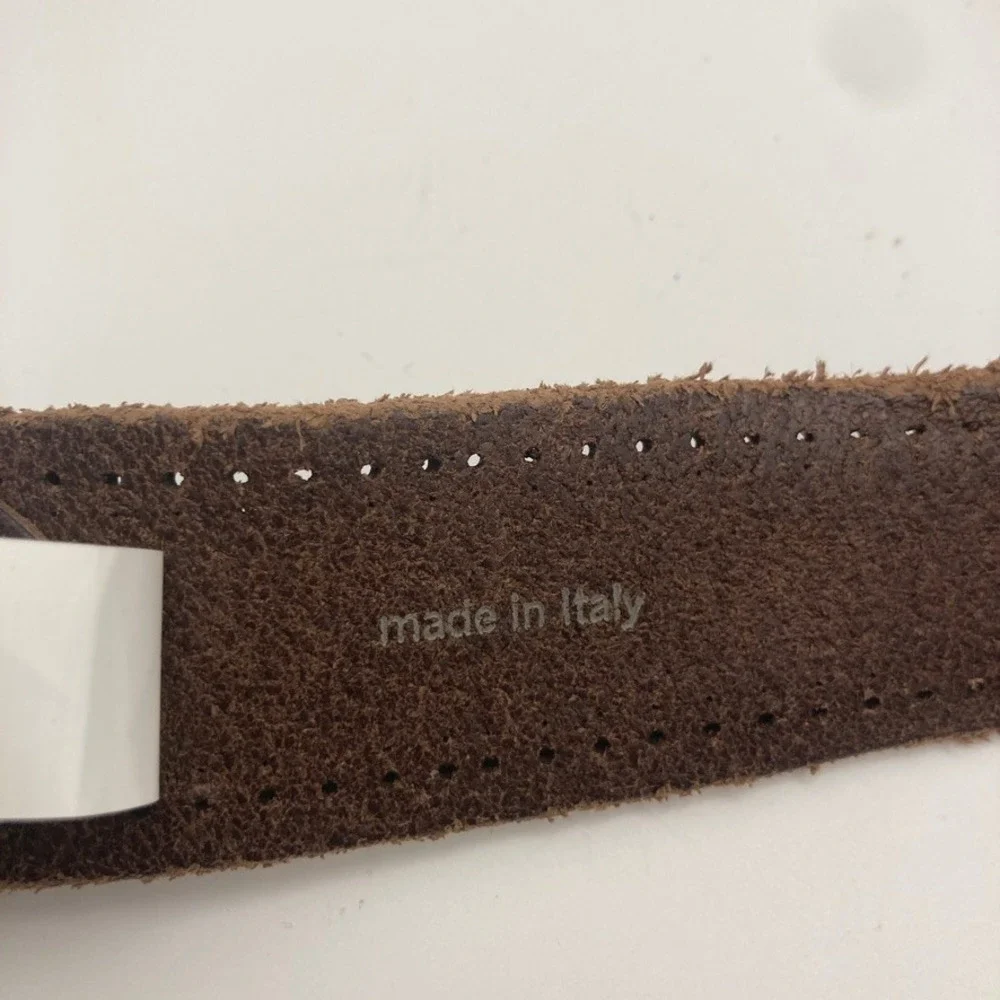 Johnston & Murphy Men's Classic Casual Leather Belt 42 Brown Made in Italy‎